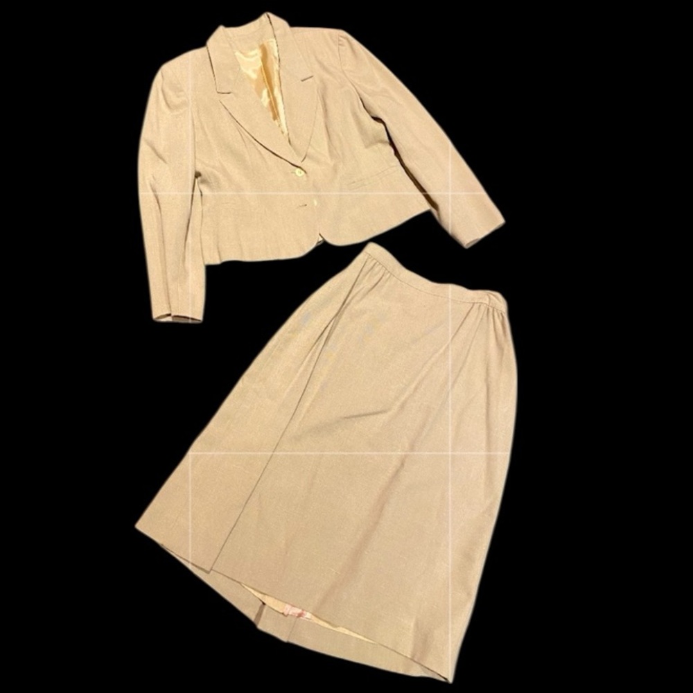 Elegant Cream Blazer & Skirt Set